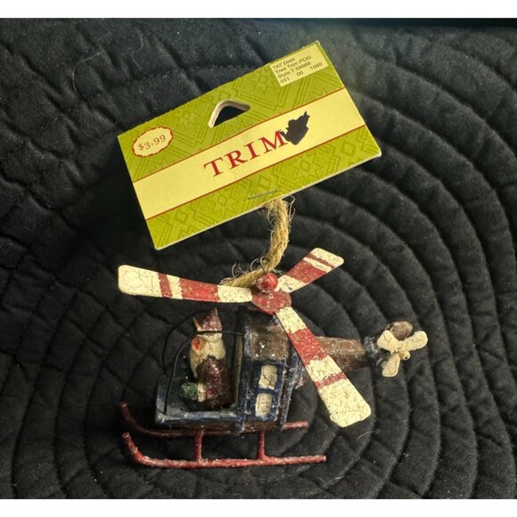 Lot of 2 Santa Helicopter & Motorcycle Christmas Ornament By Trim - Picture 4 of 15